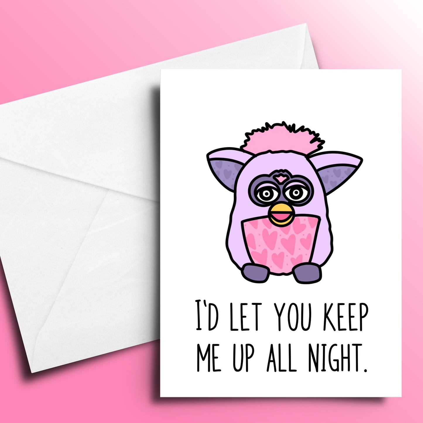 Up All Night Furby Greeting Card