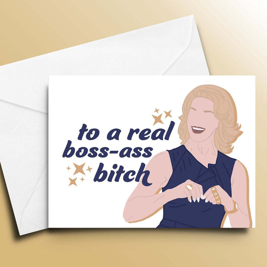 Boss Ass Bitch Rebecca Ted Lasso Card | Ted Lasso Birthday Card | Funny Birthday Card | Congratulations & Promotion Card | Roy Kent Card